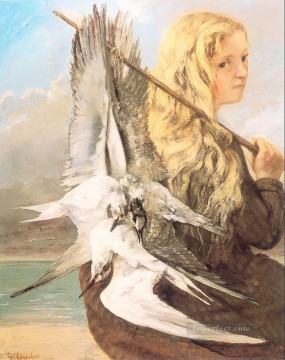  Gustav Obras - La muchacha de las gaviotas Realismo realista de Trouville pintor Gustave Courbet